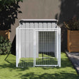 Vidaxxl Hundehütte mit Auslauf hellgrau 110x201x110 cm verzinkter Stahl