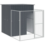 VidaXL Hundehütte mit Auslauf 165 x 251 x 181 cm, verzinkter Stahl, Anthrazit
