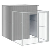 VidaXL Hundehütte mit Auslauf 165 x 251 x 181 cm, verzinkter Stahl, Grau