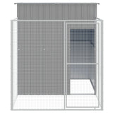 VidaXL Hundehütte mit Auslauf 165 x 251 x 181 cm, verzinkter Stahl, Grau