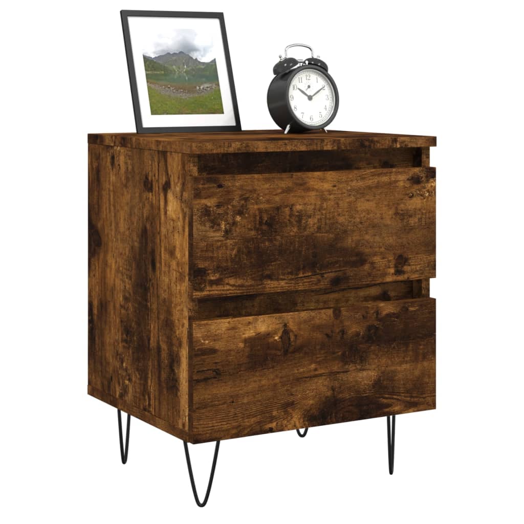 Vidaxl nachtkastjes 2 st 40x35x50 cm bewerkt hout gerookt eikenkleurig