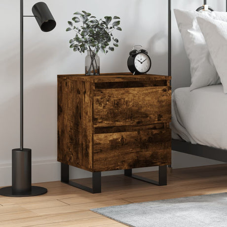 Vidaxl nachtkastje 40x35x50 cm bewerkt hout gerookt eikenkleurig