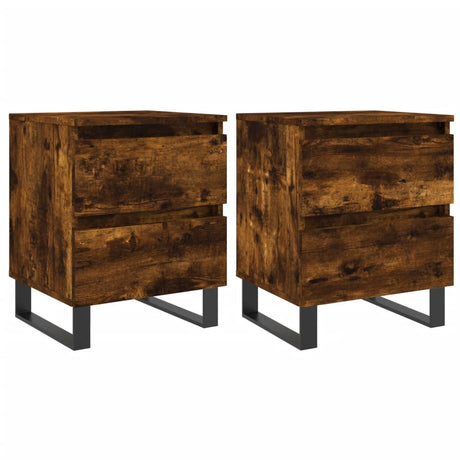 Vidaxl nachtkastjes 2 st 40x35x50 cm bewerkt hout gerookt eikenkleurig