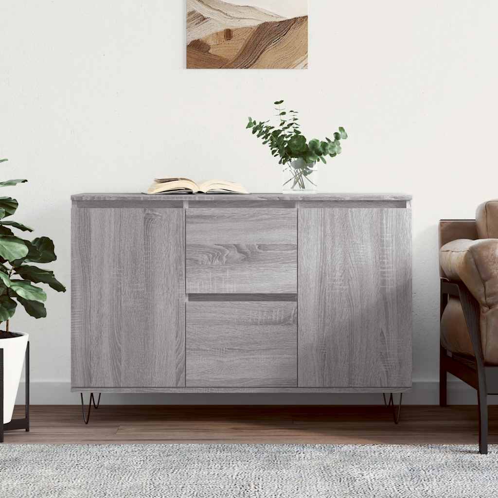 Vidaxl dressoir 101,5x35x70 cm bewerkt hout grijs sonoma eikenkleurig