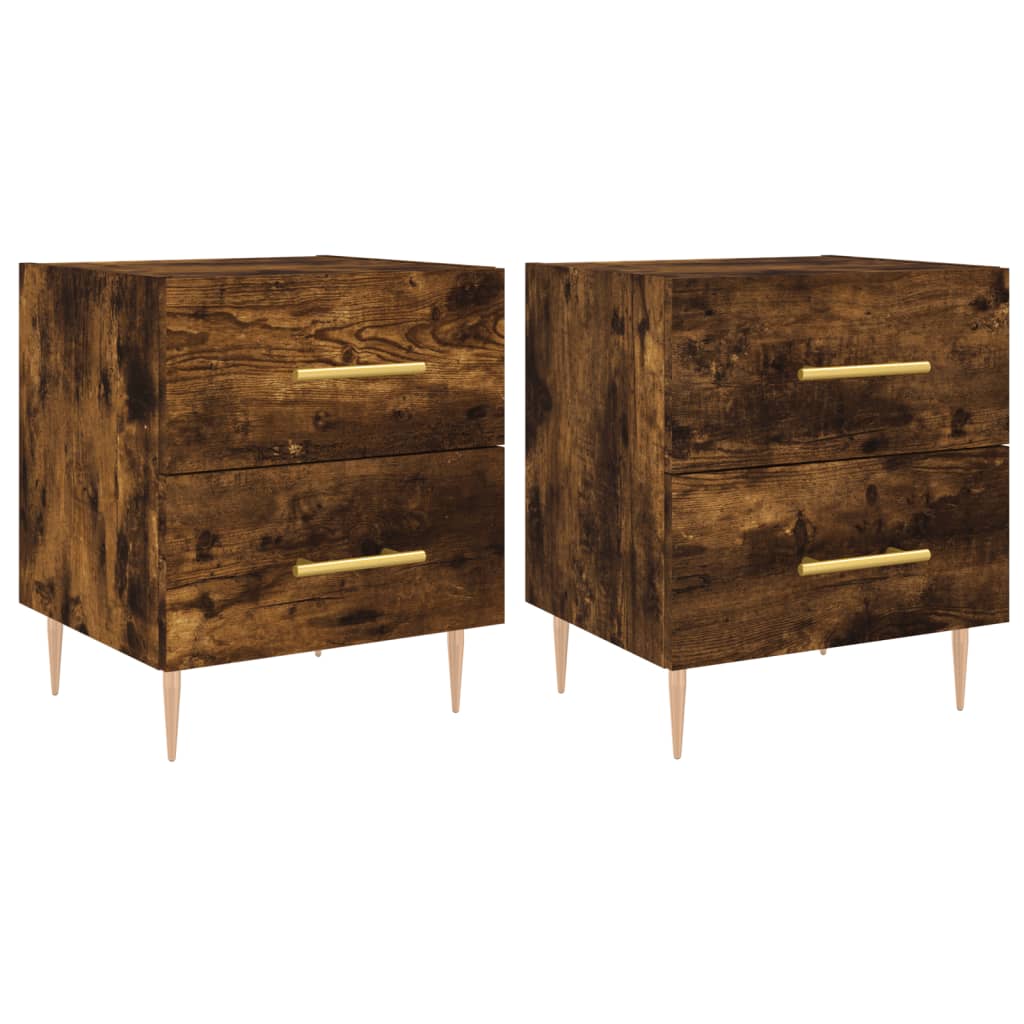 Vidaxl nachtkastjes 2 st 40x35x47,5 cm bewerkt hout gerookt eikenkleur