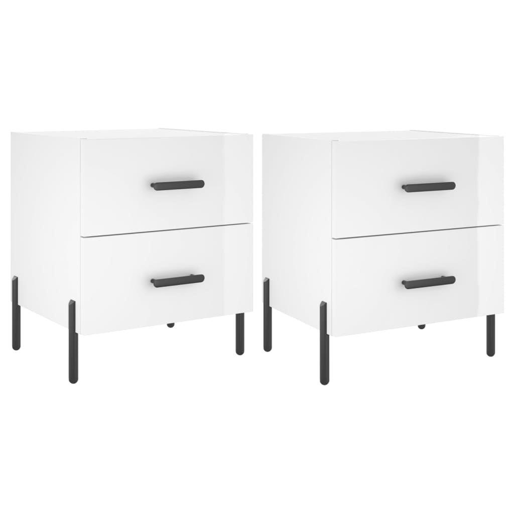 Vidaxl nachtkastjes 2 st 40x35x47,5 cm bewerkt hout hoogglans wit