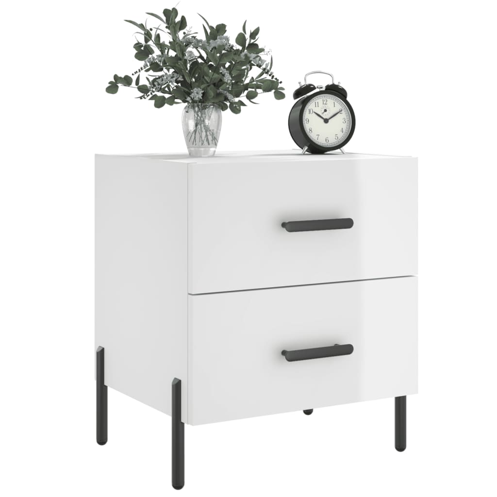 Vidaxl nachtkastjes 2 st 40x35x47,5 cm bewerkt hout hoogglans wit
