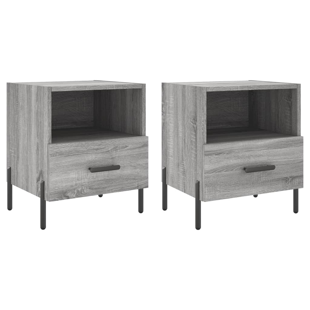 Vidaxl nachtkastjes 2 st 40x35x47,5 cm bewerkt hout grijs sonoma eiken