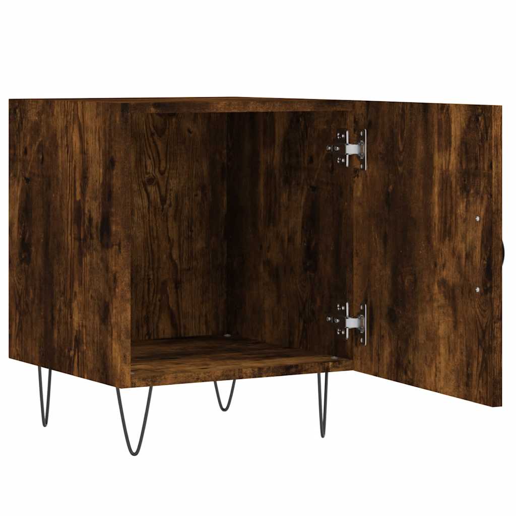 Vidaxl nachtkastje 40x40x50 cm bewerkt hout gerookt eikenkleurig