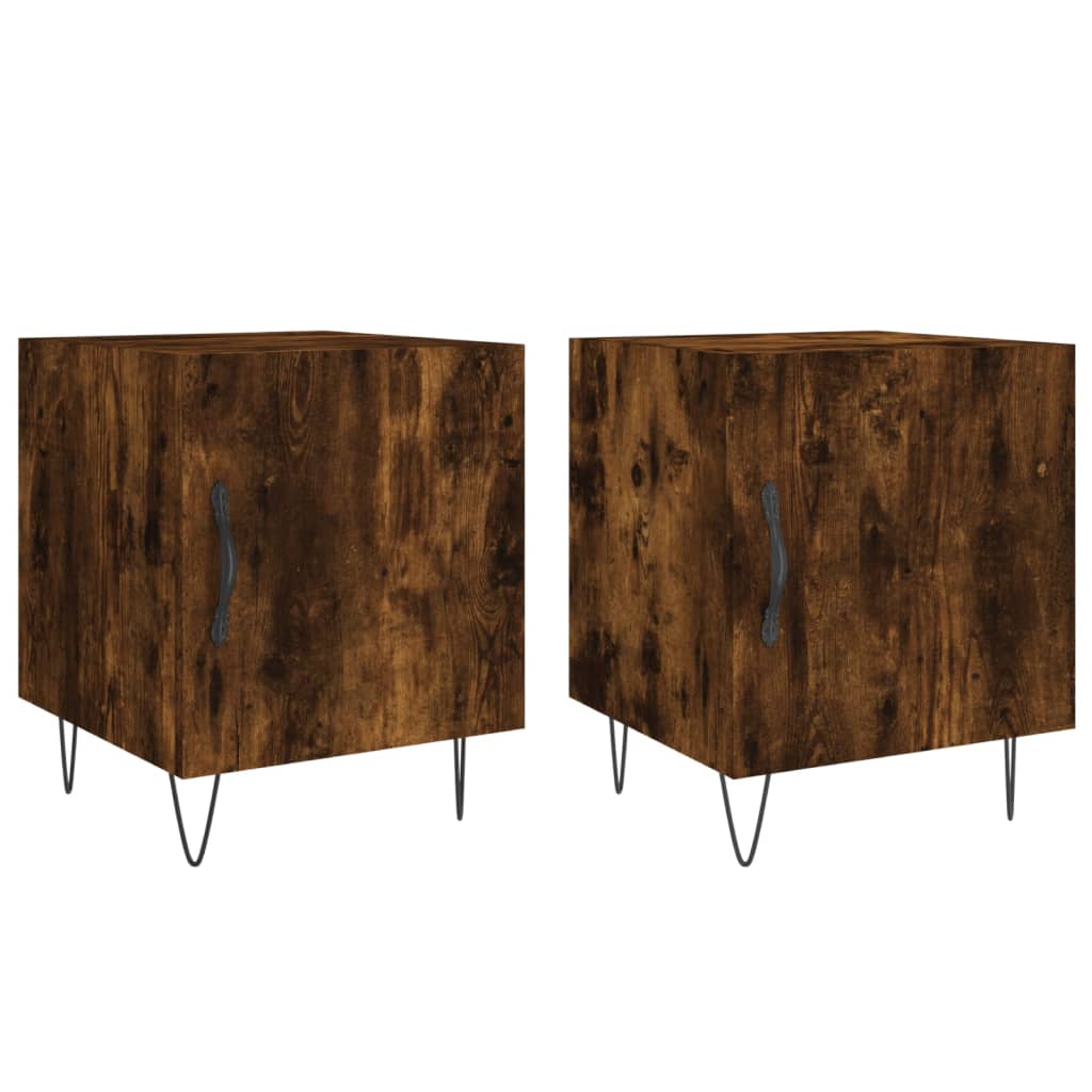 Vidaxl nachtkastjes 2 st 40x40x50 cm bewerkt hout gerookt eikenkleurig