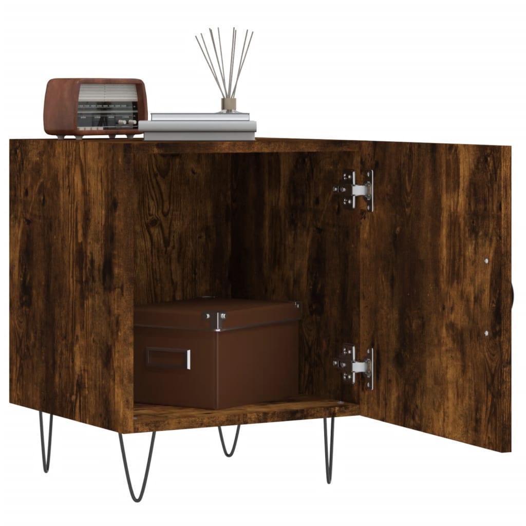 Vidaxl nachtkastjes 2 st 40x40x50 cm bewerkt hout gerookt eikenkleurig