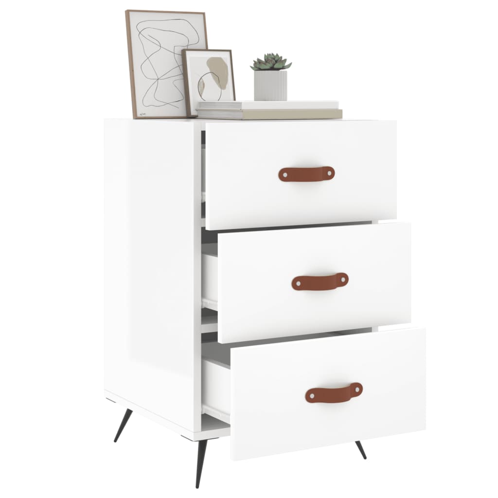 Vidaxl nachtkastje 40x40x66 cm bewerkt hout hoogglans wit