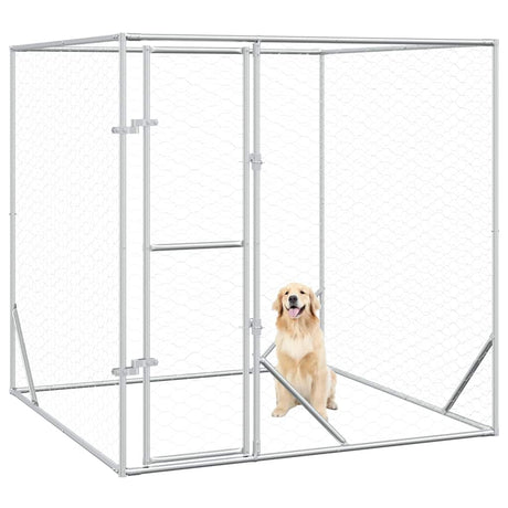 Vidaxxl Outdoor-Hundezwinger 2x2x2 m aus verzinktem Stahl silber