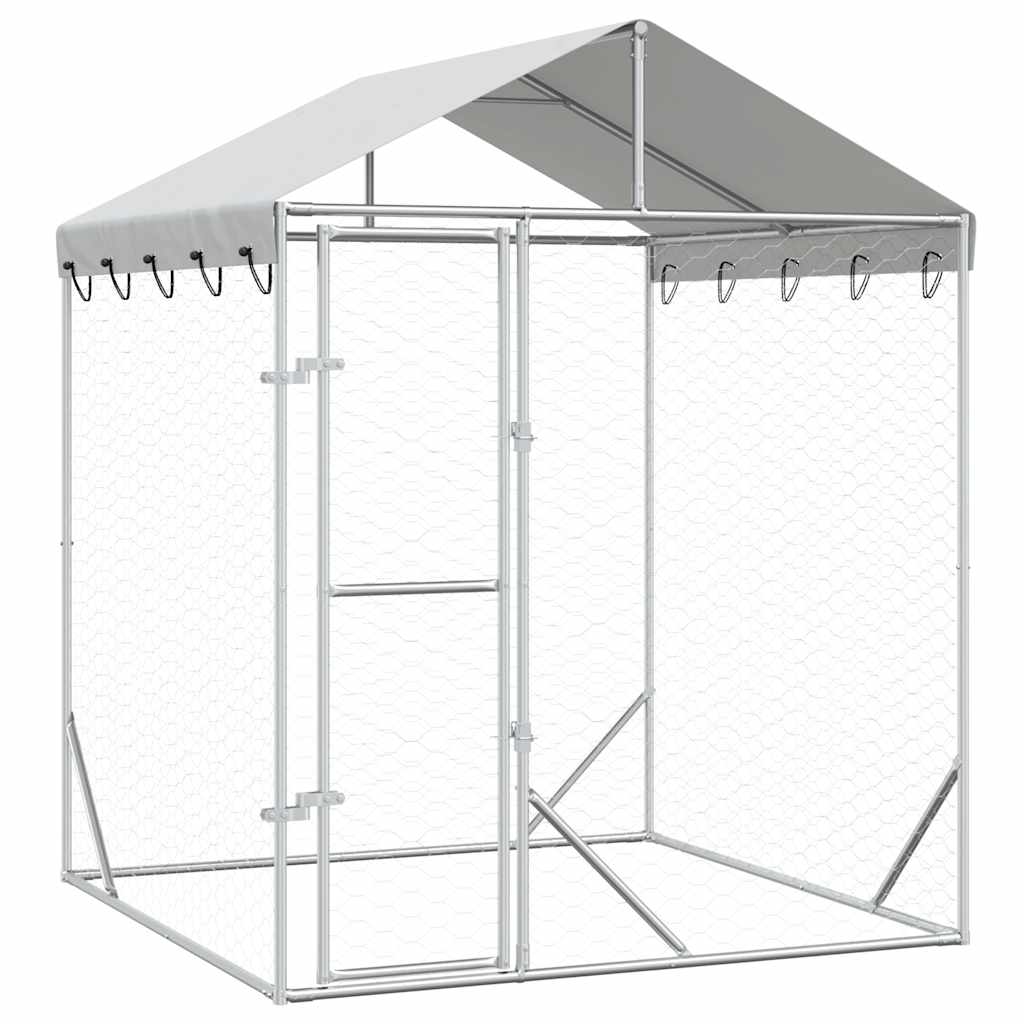 VidaXL Hundehütte mit Dach 2x2x2,5 m verzinkter Stahl silber