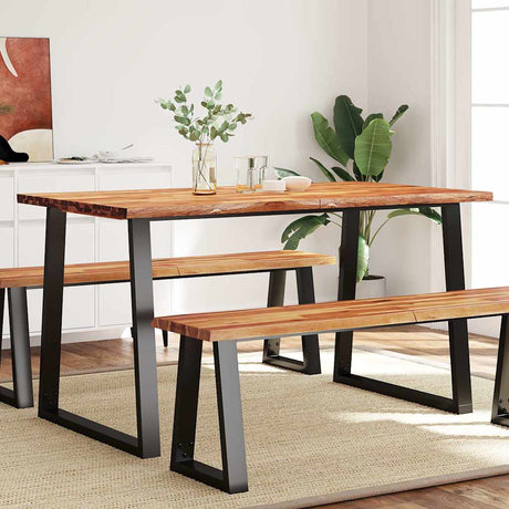 Vidaxl eettafel met natuurlijke rand 140x80x75 cm massief acaciahout