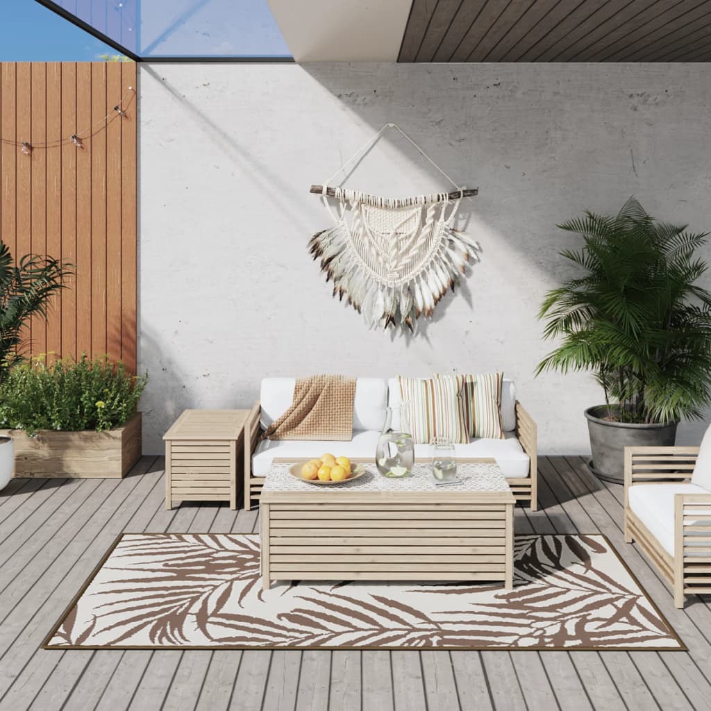 Vidaxx wendbarer Outdoor-Teppich 100x200 cm braun und weiß