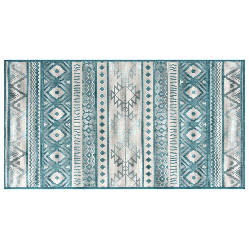 Vidaxx wendbarer Outdoor-Teppich 80x150 cm Aqua und Weiß