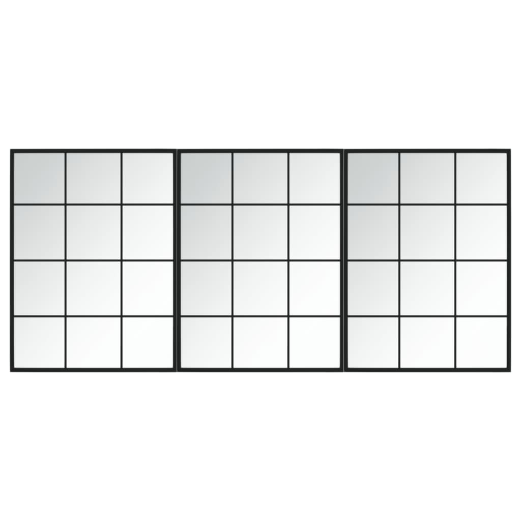 VidaXL Wandspiegel 3 Stk. 80x60 cm Metall schwarz