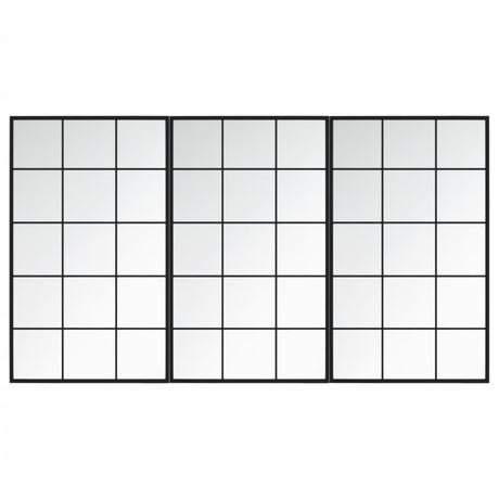 VidaXL Wandspiegel 3 Stk. 100x60 cm Metall schwarz