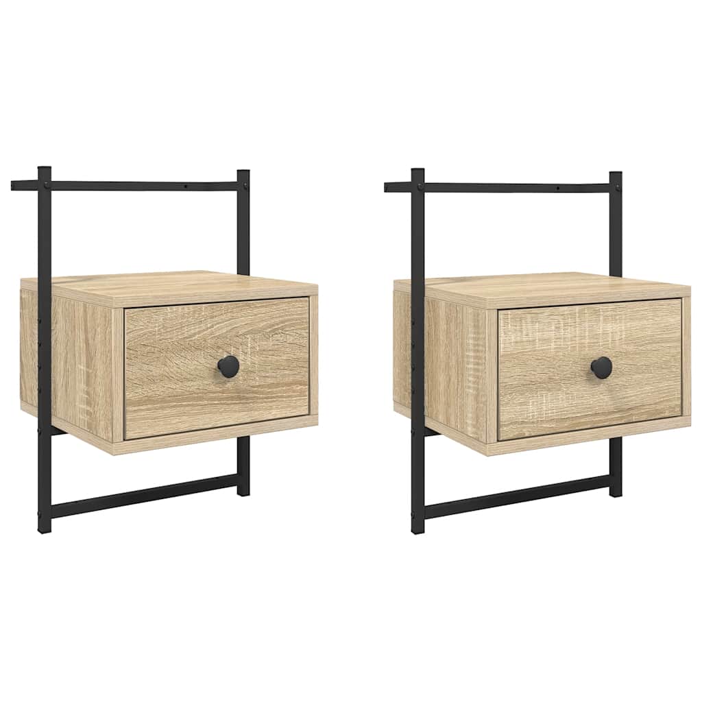 Vidaxl nachtkastjes 2 st wandgemonteerd 35x30x51 cm hout sonoma eiken