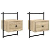 Vidaxl nachtkastjes 2 st wandgemonteerd 35x30x51 cm hout sonoma eiken