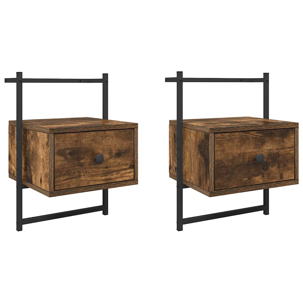Vidaxl nachtkastjes 2 st wandgemonteerd 35x30x51 cm hout gerookt eiken