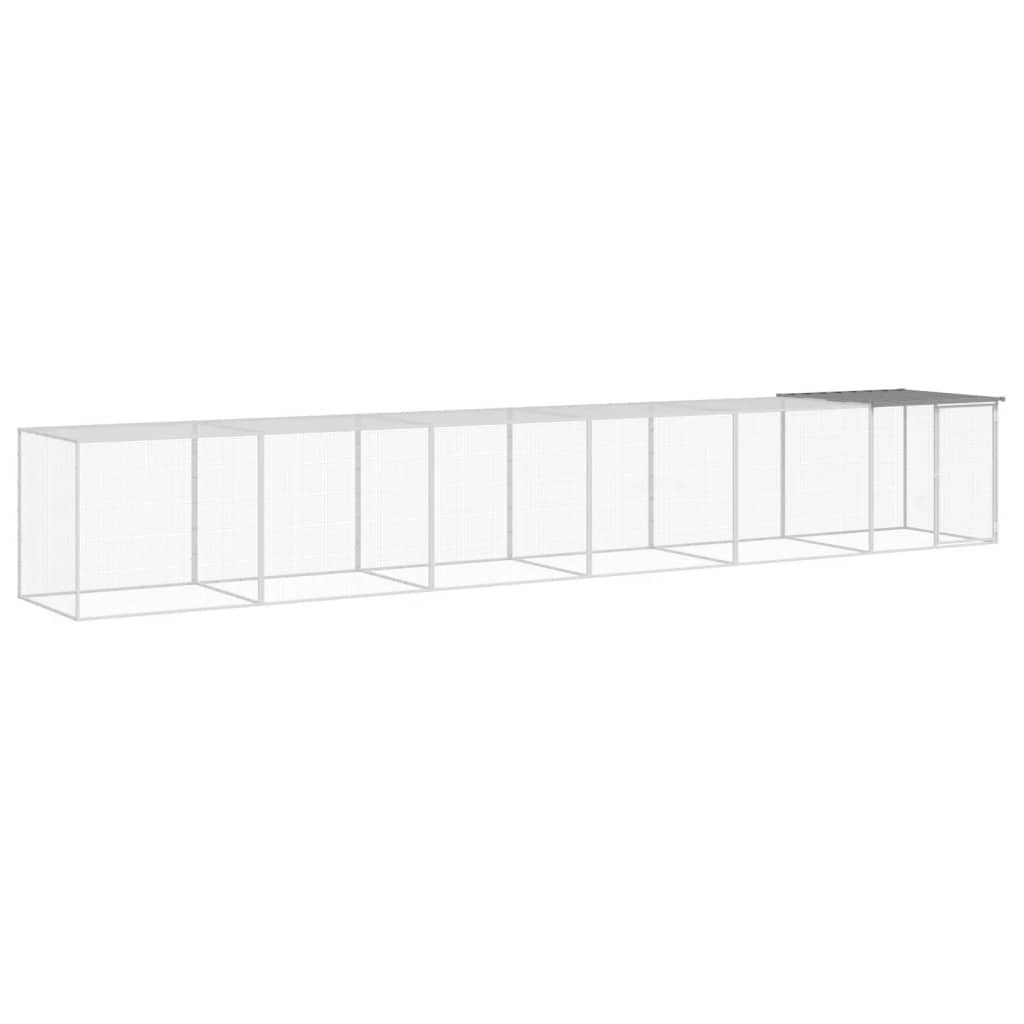 VidaXL Hühnerstall mit Dach 603 x 98 x 90 cm, verzinkter Stahl, hellgrau