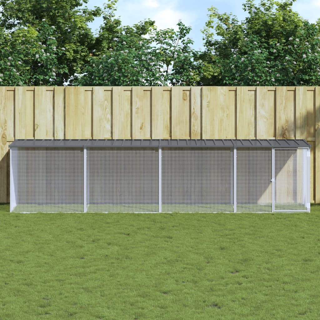 VidaXL Hühnerstall mit Dach 403 x 98 x 90 cm, verzinkter Stahl, Anthrazit