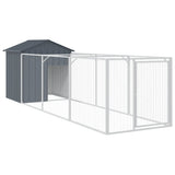 VidaXL Hundehütte mit Dach 117 x 405 x 123 cm, verzinkter Stahl, Anthrazit