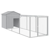 VidaXL Hundehütte mit Dach 117x405x123 cm Stahl hellgrau