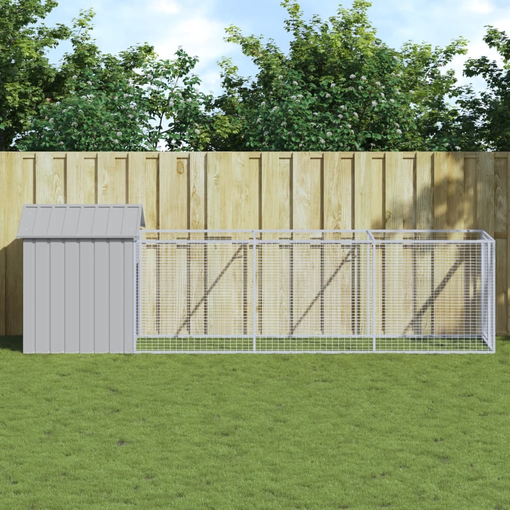 VidaXL Hundehütte mit Dach 117x405x123 cm Stahl hellgrau