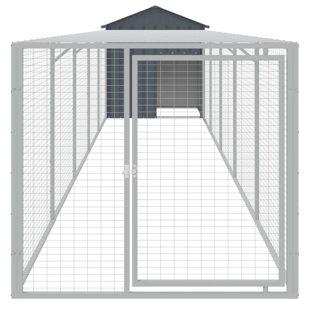 VidaXL Hühnerstall mit Auslauf 117 x 609 x 123 cm, verzinkter Stahl, Anthrazit