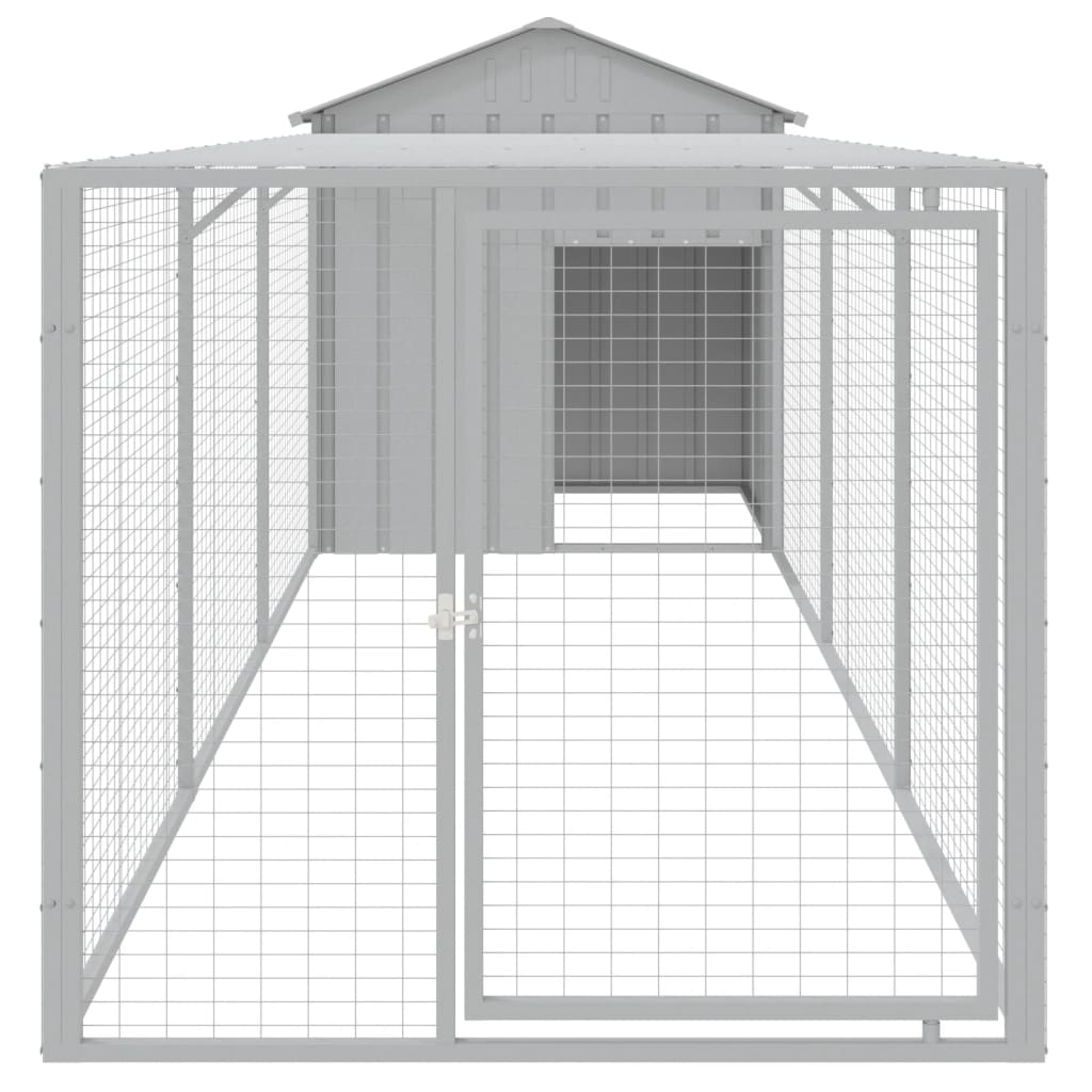 VidaXL Hühnerstall mit Auslauf 117x405x123 cm hellgrauer Stahl