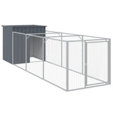 VidaXL Hundehütte mit Auslauf 110 x 405 x 110 cm, verzinkter Stahl, Anthrazit