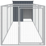 VidaXL Hundehütte mit Auslauf 110 x 405 x 110 cm, verzinkter Stahl, Anthrazit
