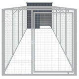 VidaXL Hundehütte mit Auslauf 110 x 609 x 110 cm, verzinkter Stahl, Anthrazit