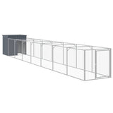 VidaXL Hundehütte mit Auslauf 110 x 813 x 110 cm, verzinkter Stahl, Anthrazit
