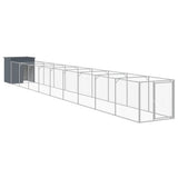 VidaXL Hundehütte mit Auslauf 110x1017x110 cm Stahl Anthrazit