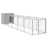 VidaXL Hundehütte mit Auslauf 110x609x110 cm Stahl hellgrau