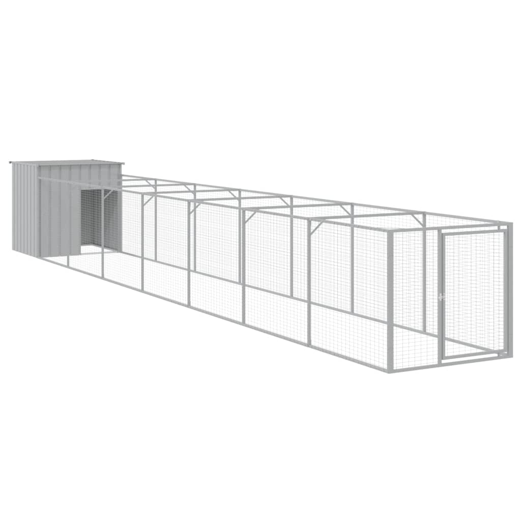 VidaXL Hundehütte mit Auslauf 110x813x110 cm Stahl hellgrau