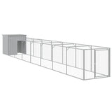 VidaXL Hundehütte mit Auslauf 110x813x110 cm Stahl hellgrau