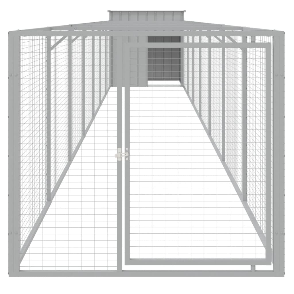 VidaXL Hundehütte mit Auslauf 110x813x110 cm Stahl hellgrau