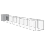 VidaXL Hundehütte mit Auslauf 110x1017x110 cm Stahl Hellgrau