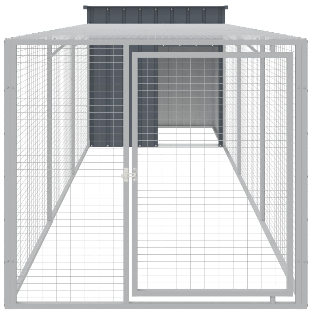 VidaXL Hühnerstall mit Auslauf 110 x 405 x 110 cm, verzinkter Stahl, Anthrazit