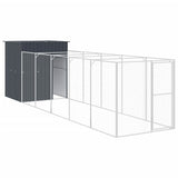 VidaXL Hundehütte mit Auslauf 165 x 659 x 181 cm, verzinkter Stahl, Anthrazit