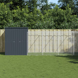 VidaXL Hundehütte mit Auslauf 165 x 863 x 181 cm, verzinkter Stahl, Anthrazit