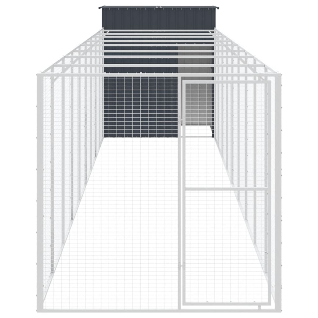 VidaXL Hundehütte mit Auslauf 165x1067x181 cm Stahl Anthrazit