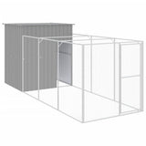 VidaXL Hundehütte mit Auslauf 165x455x181 cm Stahl hellgrau
