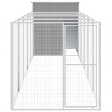 VidaXL Hundehütte mit Auslauf 165 x 659 x 181 cm, verzinkter Stahl, Grau