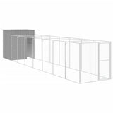 VidaXL Doghouse with run 165x863x181 cm steel light gray